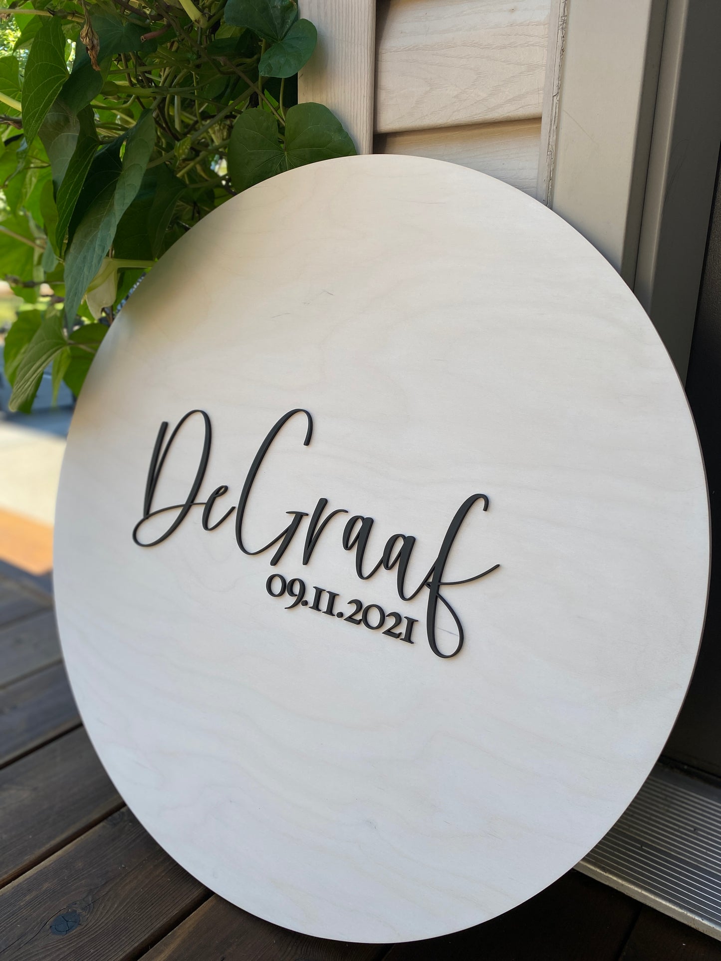 24” Wedding Guestbook Round with last name and wedding date lasercut