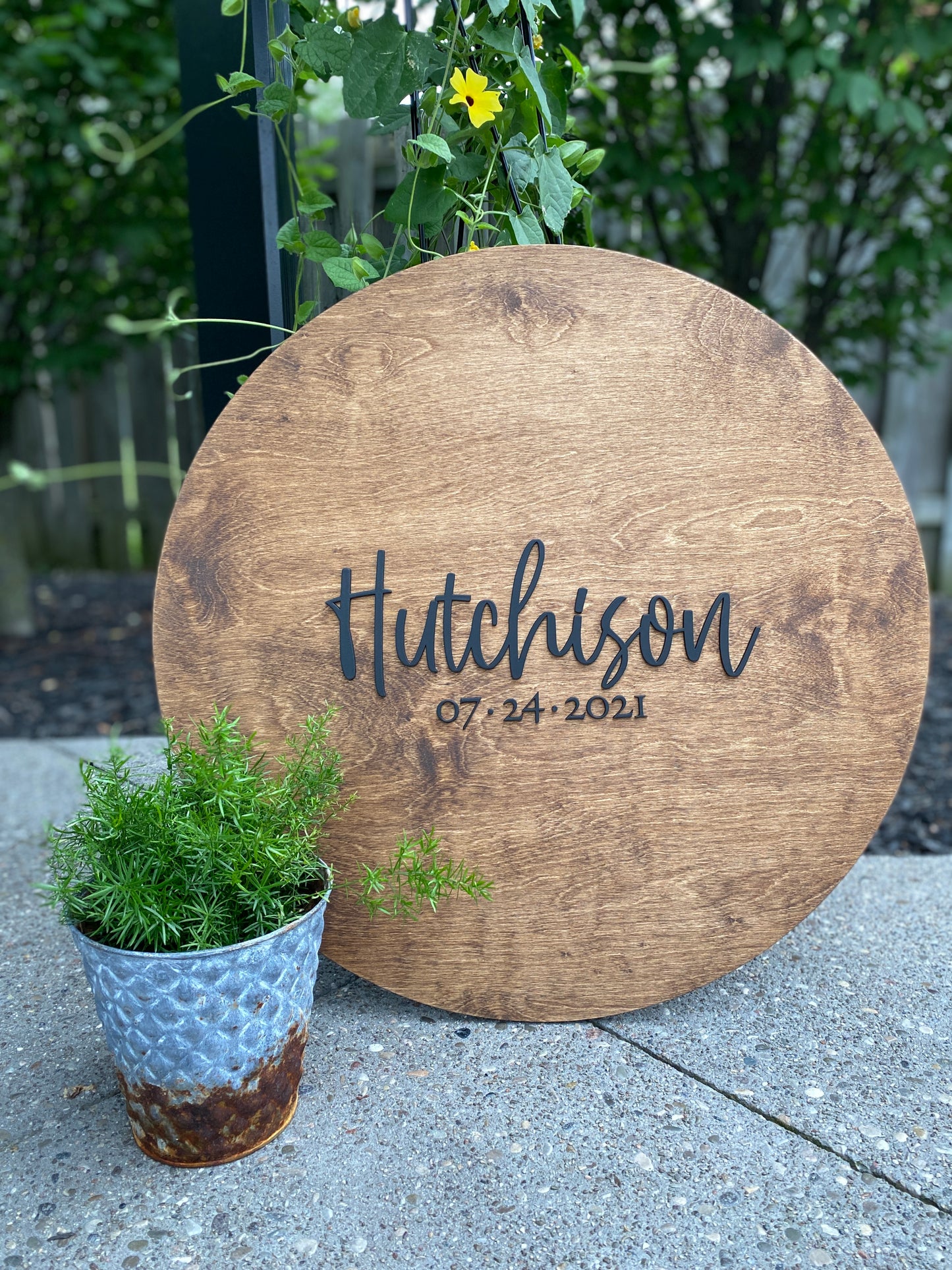 24” Wedding Guestbook Round with last name and wedding date lasercut