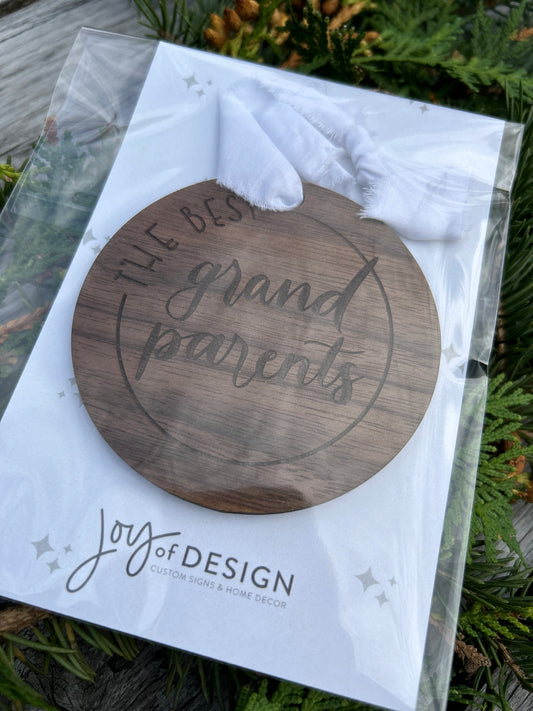 THE BEST grand parents Christmas Ornament | Engraved Christmas Ornament | Grandparent Ornament Gift