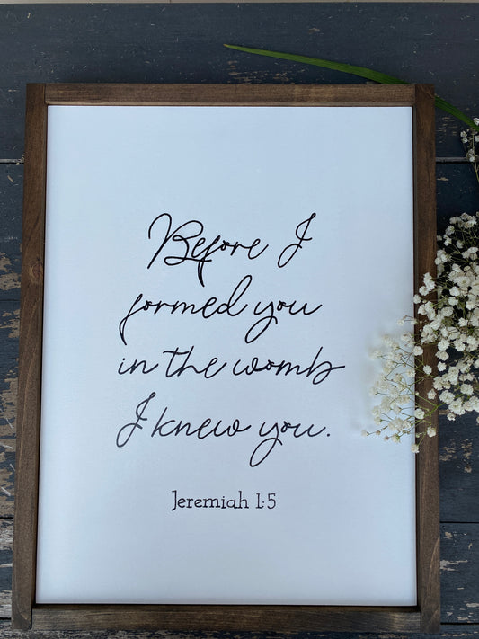 Before I formed you | Scripture Sign | Jeremiah 1:5 | Nursery Decor