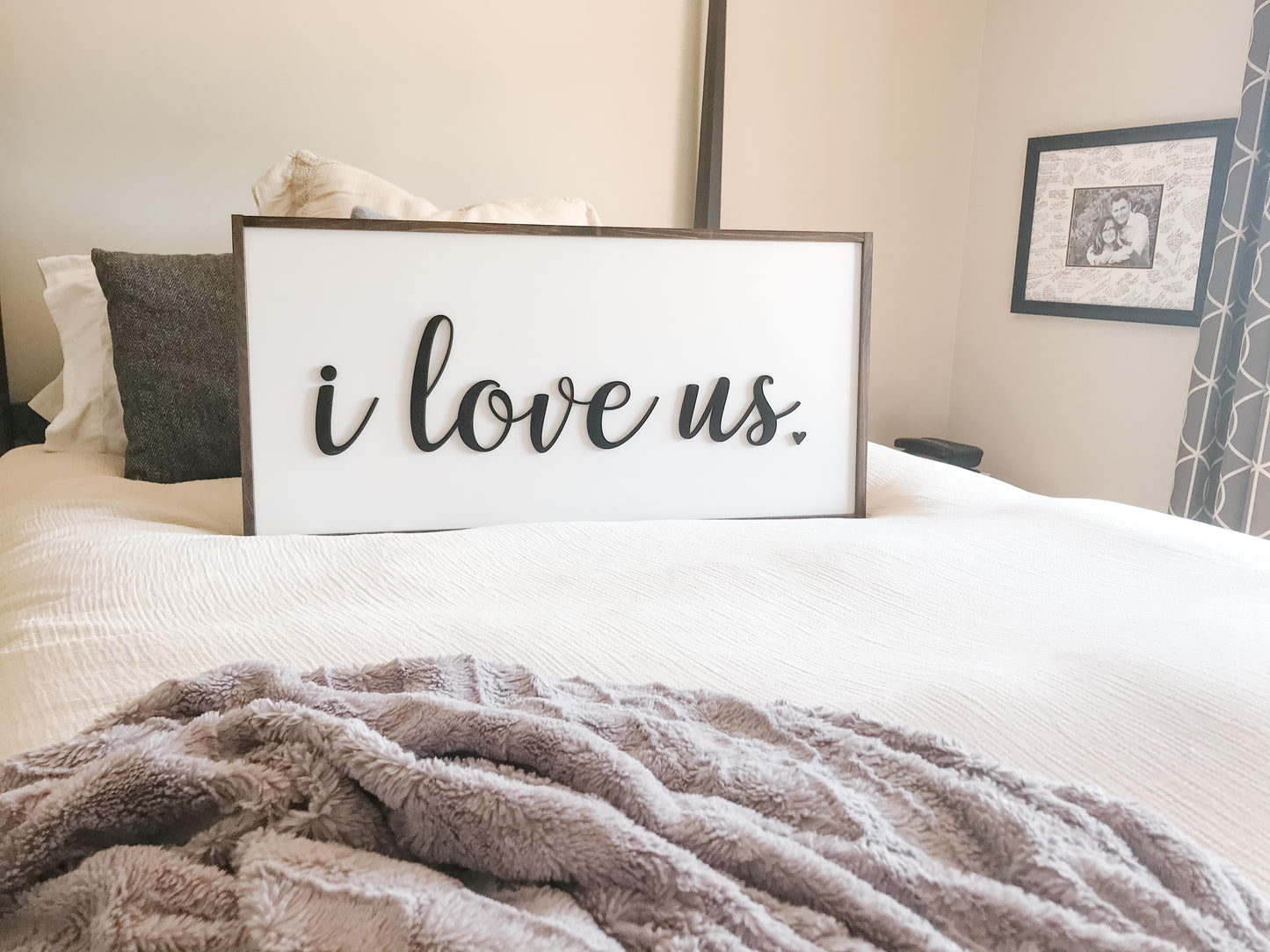 i love us Sign | Master Bedroom Decor | Wedding gift | Romance Sign | 34x16 wooden sign