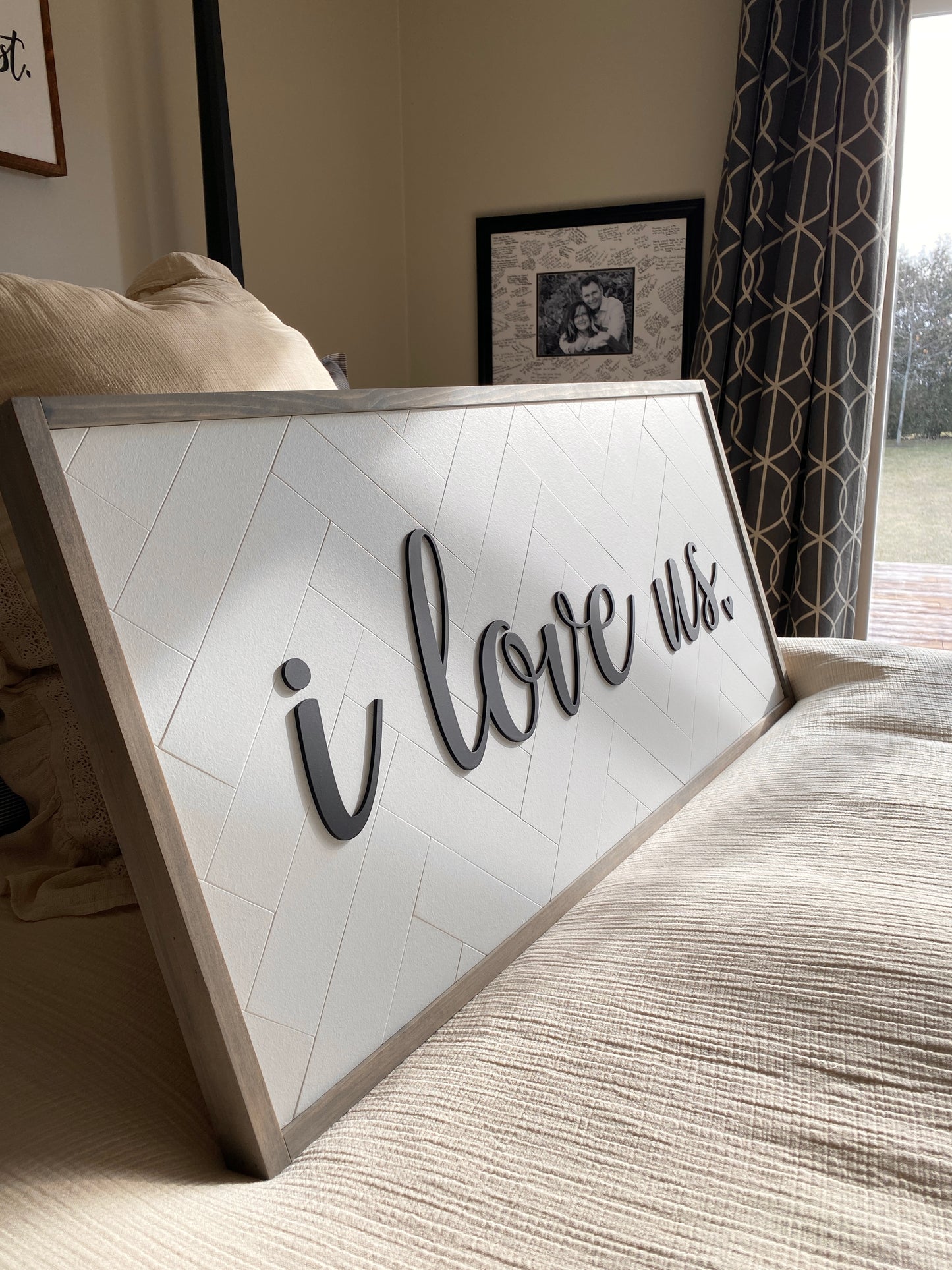 i love us Sign | Master Bedroom Decor | Wedding gift | Romance Sign | 34x16 wooden sign